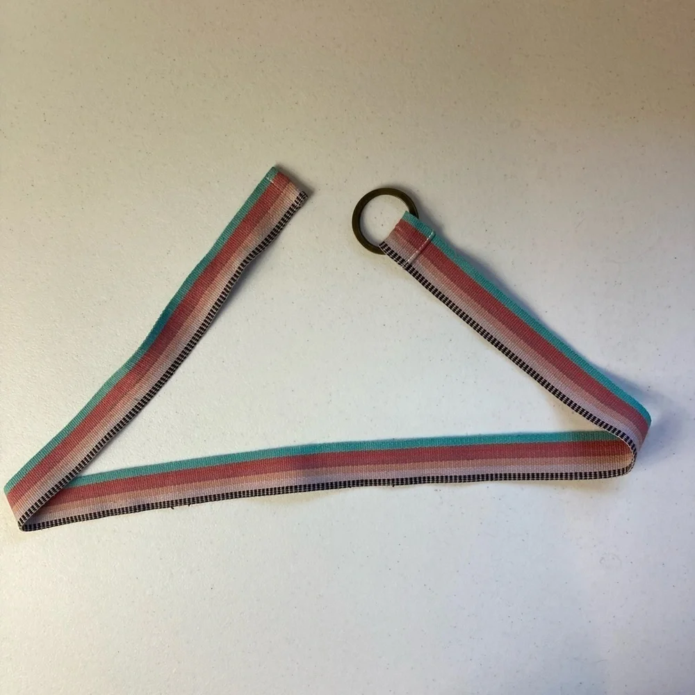 Vintage Adjustable 2 Metal Ring Colorful Belt